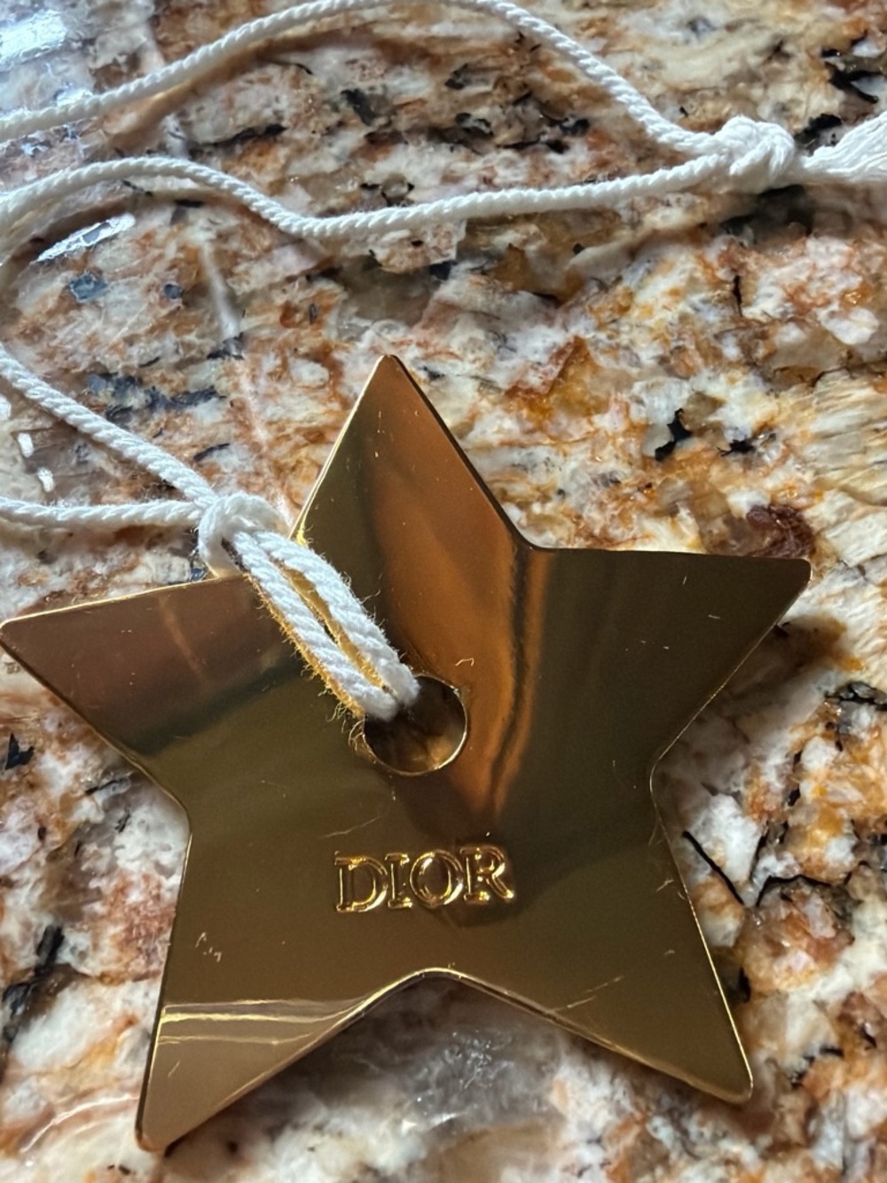 Dior Gold Star Hanging Accent with White Cord